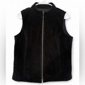 Women's David Brooks Black Quilted Velvet Full‎ Zip Vest Medium Soft